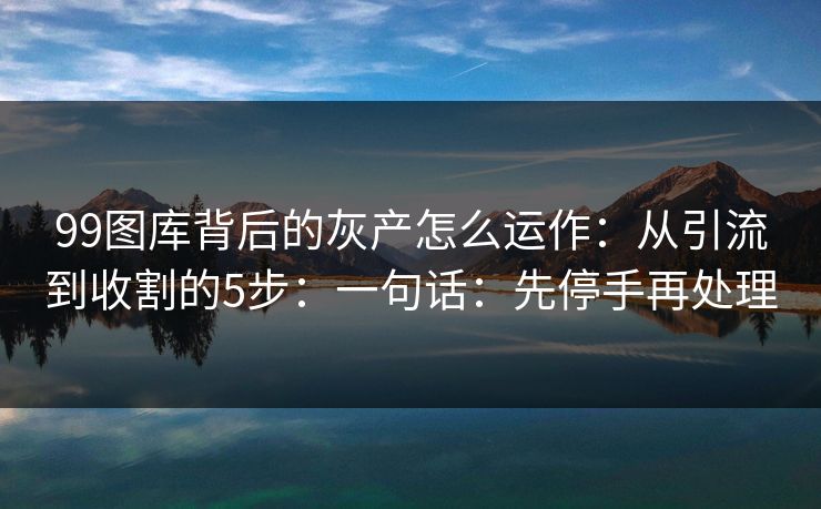 99图库背后的灰产怎么运作：从引流到收割的5步：一句话：先停手再处理